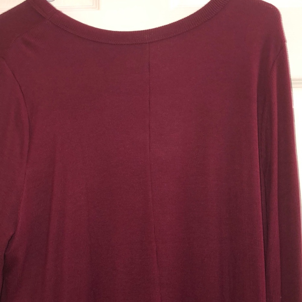 NWT Burgundy Long Sleeve Soft Ribbed Top for Women - Picture 6 of 9